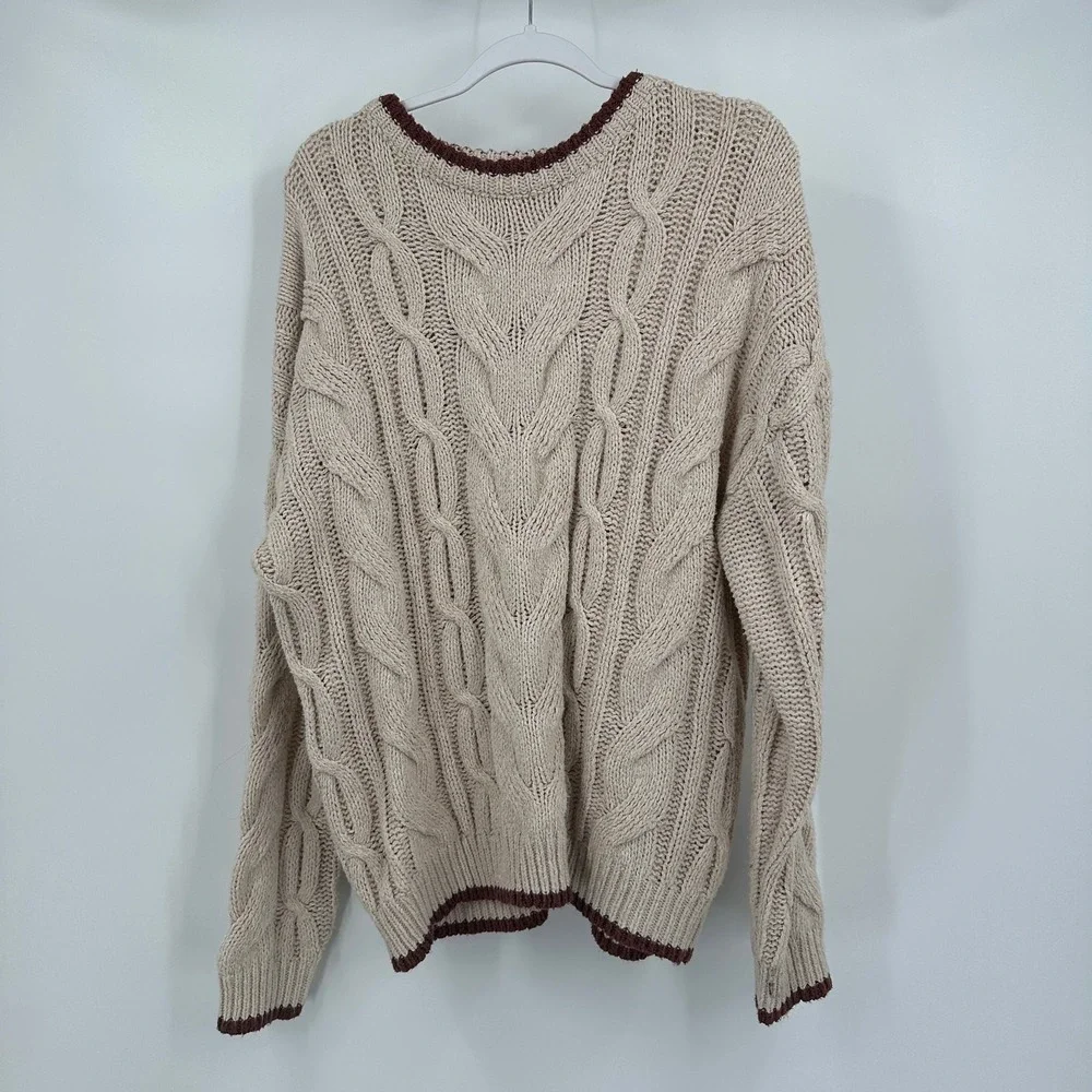 Mens Preppy Cable Knit Fisherman Sweater‎ Size XL Old Money Yacht Club Chunky